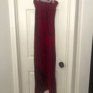 Maxi red/black tie dye skirt